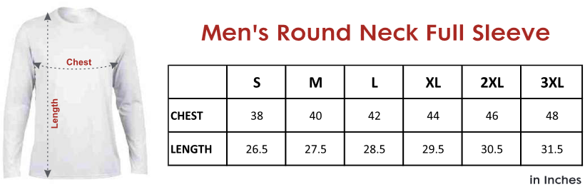 Mens Round neck size chart